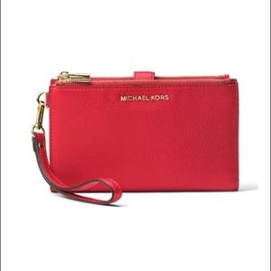 MICHAEL Michael Kors Jet Set Double Zip Wristlet Sangria Leather Wallet
